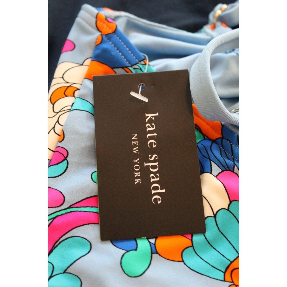 NWT KATE SPADE New York Tie Front One Piece Underwired Swimsuit Spring Water S - Picture 3 of 5